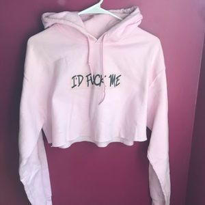 Coal & Terry Cropped Pink Hoodie